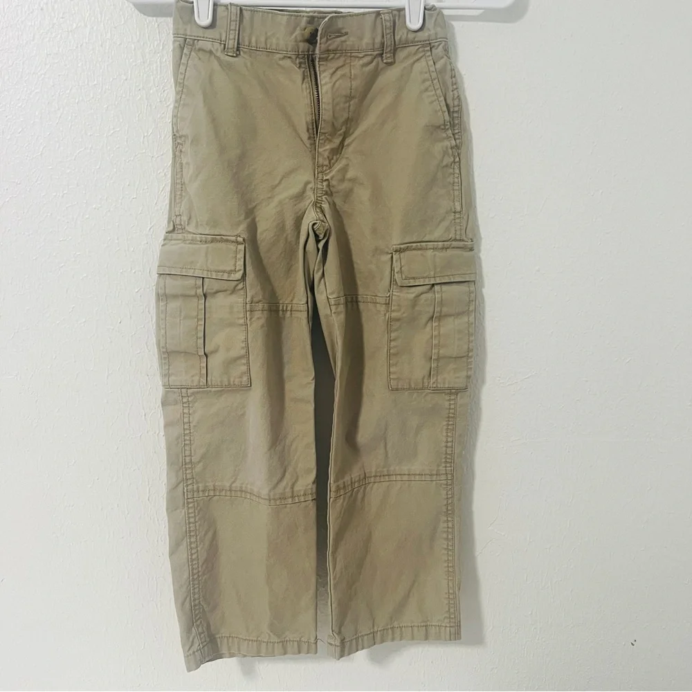 Old Navy Boys Bundle (2) Size 7 Slim Baggy Cargo Pants Beige Olive Adj Waist